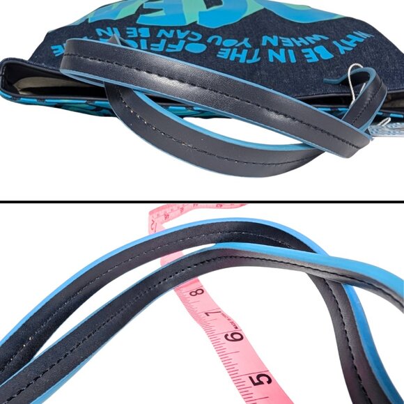 Jonathan Adler NWT Denim Caribbean Why Be In The Office Ocean Printed Tote Bag - Picture 7 of 10